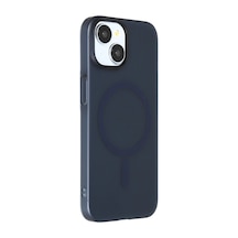 Apple Uyumlu iPhone 15 Plus Kılıf Ultra İnce Mat Magsafe Sert Pc Tuna Kapak Lacivert
