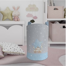 Mekta Home Bebek Ve Çocuk Odası Yıldız Ve Ayıcık Desenli Mavi Çizgili Oyuncak Sepeti Renkli Çok Renkli