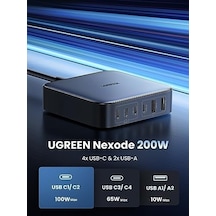 200w Usb C Şarj Cihazı 100w + 100w 6 Bağlantı Noktalı Pd Şarj Cihazı Gan Iı Pps Macbook Pro/air İphone İpad Pro İle Uyumludur.