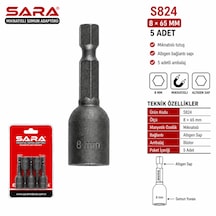 Sara S824 Mıknatıslı Somun Adaptörü 8 X 65 Mm, 5 Adet
