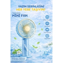 Taşınabilir Mini Fan 300mah Kablosuz Sessiz Güçlü Motor Yaz İçin Serinlik Sağlar 3 Kademeli Serinlik