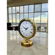 Gold Altın Miras 25 X 20 Cm Metal Masa Saati Kırmızı - Kahverengi