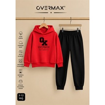 Overmax Baskılı Çocuk Kapüşonlu Eşofman Takımı 3-12 Yaş Kırmızı Üst-siyah Alt - 920583067 Kırmızı Üst-siyah Alt