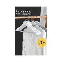 Ahşap Görünüm Plastik Askı 20 Adet Beyaz 720519 Diğer