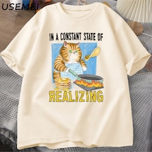 Flood Of Style Kedi Gerçekleştirerek Sabit Bir Devlet T Shirt Erkekler Kadınlar Komik Kedi Pişirme T-shirt K Haki