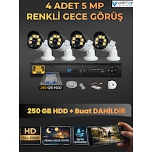4 Kameralı Set 250 Gb Hdd Full Hd Gece Görüşlü Güvenlik Kamerası Sistemi-sabit İp Gerektirmez-