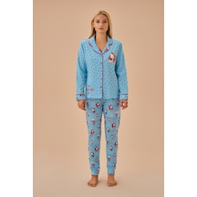 Suwen Lulusu Maskülen Pijama Takımı Sh25218660b956 Mavi