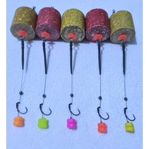 5 Adet Küspeli Sazan Rig Takımı Karışık Renkli Esp Mısır'lı