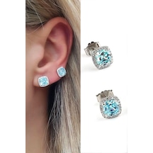 Sky Diamond Blue Aquamarin Taşlı 925 Ayar Gümüş Küpe