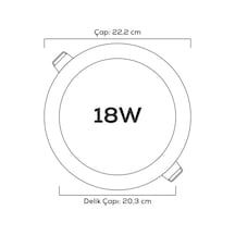 18w Siyah Kasa Yuvarlak Led Panel 4000k 2 Adet