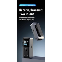 Tr 2'si 1 Arada Bluetooth 5.4 Ses Alıcı & Verici 3.5mm Aux, Tf Kart Çalar, Led Ekranlı Kablosuz Adaptör, Dahili
