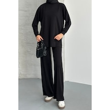 Feela Moda Kadın Modal Penye Oversize Tesettür Tunik Takım 2020 Siyah