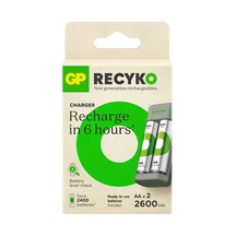 Gp E221 Usb Pil Şarj Cihazı + 2 Adet 2600mah Aa Şarjlı Pil Seti