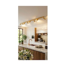 Gu10 Duy Os Ram 8 Li Hareketli Led Spot Tavan Avize 150 Cm Mat Altın Gold Kaplama Salon Aydınlatma Siyah