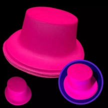 Neon Partisi Pembe Renk Plastik Fötr Şapka Yetişkin