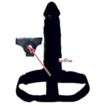 Erofoni Ucu 7 CM Dolgulu İçi Boş 20 CM Siyah Zenci Realistik Belden Bağlamalı Takma Protez Penis