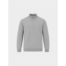 Xint Gri Pamuk Dokulu Regular Fit Kazak 801866 Gri Melanj