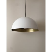 Mylights Beyaz Içi Bakır 40 Cm Metal Sarkıt Avize