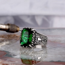 Yeşil Zirkon Taşlı Model 925 Ayar Gümüş Erkek Yüzük