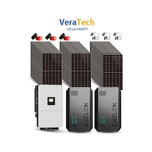 Veratech 20kw Villa Solar Paketi - 600w Topcon Half Cut Güneş Paneli, 20kw Hibrit İnverter, 30kw Lityum Batarya