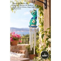 1 Adet Rüzgar Çanı Ahşap Üst Metal Alt, Dekoratif Bahçe Ve Balkon Süsü, Wind Chime, Kapı Süsü