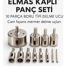 Merttools Elmas Kaplı Cam Fayans Delme Matkap Ucu Seti 10 Parça Boru Tipi Panç Seti