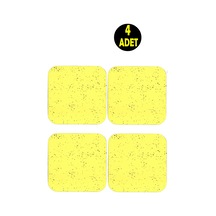 4 Adet Sarı Renk Kum Desen Ahşap Türk Kahvesi Fincan Çay Kupa Ev Ofis Bardak Altlığı Altlık Sarı