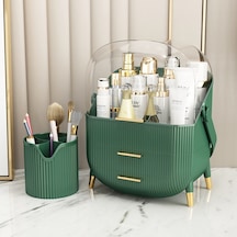 Çekmeceli Makyaj Kutusu Ve Düzenleyici Kozmetik Eşya Masa Üstü Organizer Yeşil