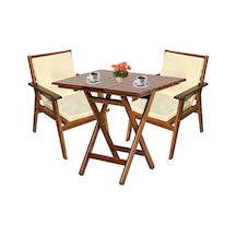 Heybeli Ahşap Bahçe Takımı: 60x80 Masa + 2 D. Minderli Sandalye