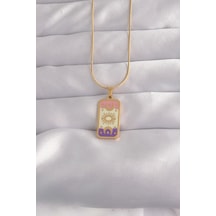 316l Çelik Gold Renk Karışık Mineli Ay Figür Tarot Kolye - Lisinya Çok Renkli
