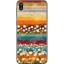 Samsung Galaxy M20 Uyumlu Çiçek Katmanları Baskılı Silikon Kılıf Renkli