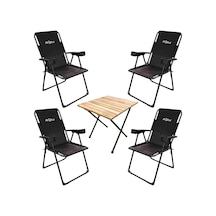 Kampçılık Argeus Rest 4'lü Bardaklı Katlanabilir Sandalye Ve Masa Seti - Siyah