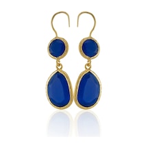 Kadir Jewellery 22 Ayar Altın Kaplama Kadın Taşlı Küpe -el İşçiliği Ve Hipoalerjenik Küpe Parlement Mavisi 19027191