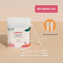 Hangfox Bebek Kulak Burun Temizlik Çubuğu, İki Uçlu Kulak Kazığı + Spiral , Hamur İç, 400 Adet 2 Kutuda 200'ü , Hassas Cilt İçin, Kolay Kullanım