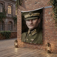 Üniformalı Atatürk Portresi Yakın Çekim Poster Bayrak Raşel Kumaş 100x150 Cm Ata66 Diğer