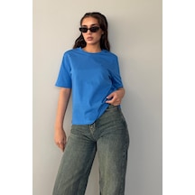 Madmext Saks %100 Pamuk Vatkalı Oversize Kadın T-shirt Mg2442 Camel