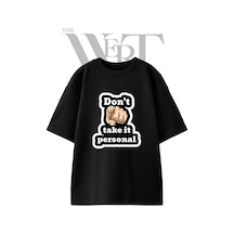 Thewert Pointing Hand Tasarım Baskılı Ünisex Siyah Oversize T-shirt