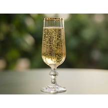 Çnr Home Collection Bohemia Kristal Optik Kadeh Seti 6 'lı Gerçek Altin Yaldiz Ağizli Şik Cam Kadeh Gold