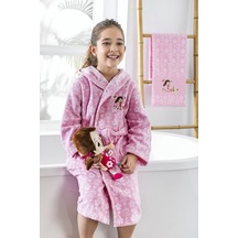Özdilek Niloya Heart Lisanslı Kız Havlu Bornoz Set Pembe 5/6 Yaş Pembe
