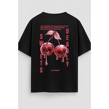 Yolo Street Kuru Kafa Kiraz Baskılı Oversize Beyaz Tişört %100 Pamuk Unisex Streetwear Sırt Baskı Siyah
