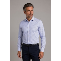 Bisse Mavi Regular Fit Cepsiz Uzun Yaka Gömlek Gmars261071 35