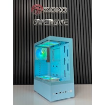 Zoko Smıle Mavi 5x12cm Argb Fanlı Temper Camlı Atx Gaming Kasa