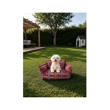 Kedi Ve Köpek Koltuğu Tamamen Fermuarlı Çıkarılabilir İç Minder Boncuk Elyaf Kaydırmaz Taban Kedi Ve Köpek Yatağı Danish Kırmızı - 885862888