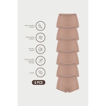 Auw Kadın Lastiksiz Pamuklu Modal Basic Boyshort 6'lı - Softfit Latte