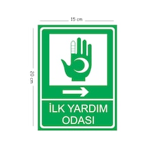 Metal İlk Yardım Noktası Sağ 15x20 Cm Uyarı İş Güvenliği Levhası