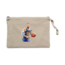 Stephen Curry Blue Silhouette Krem Clutch Cüzdan / El Çantası Krem