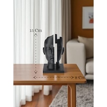 Zihin Boşluğu Figürlü Dekoratif Soyut Yüz Heykeli Siyah Modern