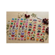 82 Adet Kabartmalı Kelebek Ve Meyve Figürlü Sticker 4 Sayfa Diğer