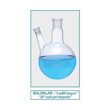 İSOLAB 030.29.901 balon -dibi yuvarlak-2 boyunlu-boyun:NS29/32-ya