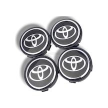 Toyota Uyumlu 58/ 55 Mm Siyah Geçmeli Jant Göbeği Kapak Seti, 4 Adet Krom Görünümlü